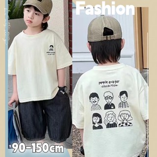 【Boys Tshirt】เสื้อยืดแขนสั้น ผ้าฝ้าย พิมพ์ลาย สไตล์เกาหลี แฟชั่นฤดูร้อน สําหรับเด็กผู้ชาย (1-14 ปี)