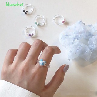 BLUEVELVET แหวนนิ้วมือ ลายเสือดาว สีโปร่งใส แบบสร้างสรรค์ แฟชั่นฤดูร้อน สไตล์วินเทจ สําหรับผู้หญิง