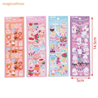 Magicalhour^^ สติกเกอร์ ลายแมวน่ารัก แวววาว สําหรับตกแต่งสมุดภาพ การ์ดรูปภาพ DIY 1 แผ่น