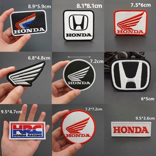 สติกเกอร์โลโก้รถยนต์ HONDA HONDA ปักผ้า สติกเกอร์เสื้อผ้า กระเป๋าเป้สะพายหลัง แผ่นแปะตกแต่ง Velcro แสตมป์ล้างทําความสะอาดได้