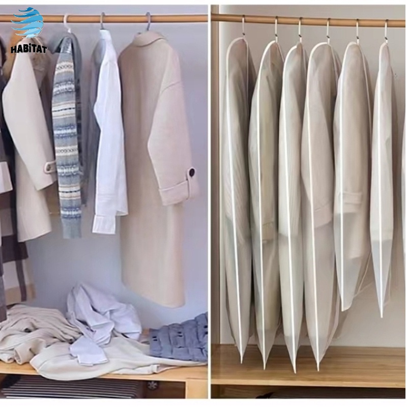 ถุงคลุมเสื้อผ้า ถุงคลุมเสื้อ ถุงใส่สูท มีซิปใช้งานง่าย กันฝุ่นกันยับ เนื้อใส จัดระเบียบตู้เสื้อผ้า - รูปที่ 4