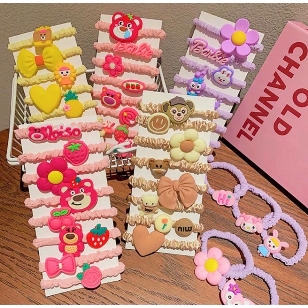 K1 1 ชุดยาง 8 ชิ้นนําเข้าผมผูกยาง SCRUNCHIE BROWN CHILDRENS HAIR PAIR - BDC