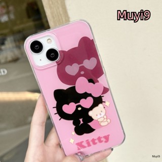 เคสโทรศัพท์มือถือนิ่ม กันหล่น ลายการ์ตูนเฮลโลคิตตี้ตลกน่ารัก สีดํา สร้างสรรค์ สําหรับ IPhone14ProMax 13ProMax I12 Pro MAX i11 14 13Pro