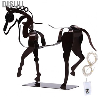 Disuu Luminous Horse Statue Iron Standing Sculpture Desktop Ornament For Deco US