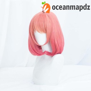 OCEANMAPDZ วิกผมสั้น คอสเพลย์ อะนิเมะ น่ารัก ทนความร้อน สีชมพู สําหรับปาร์ตี้ฮาโลวีน