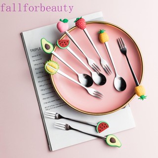 FALLFORBEAUTY ช้อนส้อม รูปไอศกรีม ผลไม้ ขนมหวานน่ารัก แฟชั่น สําหรับห้องครัว