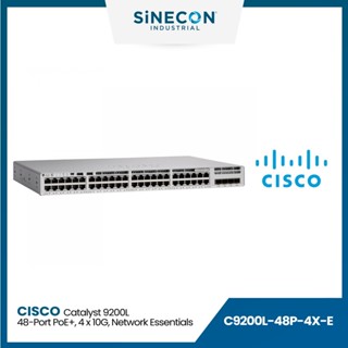 CISCO SWITCH สวิตซ์ Catalyst 9200L 48-port PoE+, 4 x 10G, Network Essentials (C9200L-48P-4X-E)