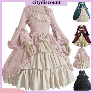 &lt;citydiscount&gt; ชุดเดรสคอสี่เหลี่ยม ผูกโบว์ สไตล์เรโทร สําหรับผู้หญิง