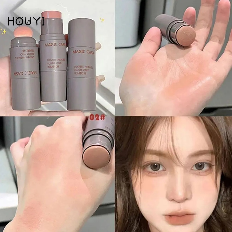 3 สี คอนทัวร์ บลัชออน ครีม / ฟองน้ําสองหัว บลัชออนสติ๊ก / ธรรมชาติ ติดทนนาน เนียนนุ่ม แก้ม แต่งหน้า ริมฝีปาก เครื่องสําอาง