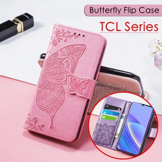 เคสโทรศัพท์มือถือหนัง ฝาพับ ลายผีเสื้อ พร้อมช่องใส่บัตร สําหรับ TCL 40 SE 40R 40XE 40X 405 403 40SE 4G 5G