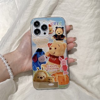 เคสโทรศัพท์มือถือ ซิลิโคน กันกระแทก ลายการ์ตูนหมีน่ารัก สองชั้น สําหรับ iPhone 11 12 13 14promax 14 13 12 11 14