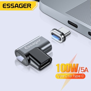 Essager อะแดปเตอร์เชื่อมต่อแม่เหล็ก 100W USB Type C เป็น Type-C USB-C ตัวเมีย ตัวผู้ สําหรับ Macbook Pro Air แล็ปท็อป โทรศัพท์