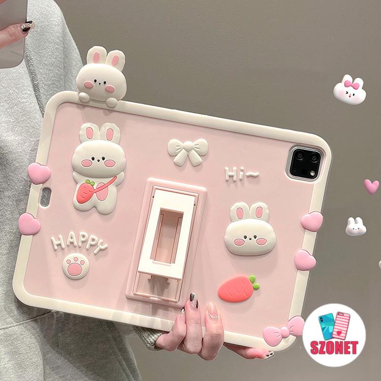 เคสแท็บเล็ต ซิลิโคนนิ่ม กันกระแทก ลายกระต่ายน่ารัก 3D สําหรับ iPad Mini 6 5 iPad 9.7 5th 6th Air 3 4 5 iPad 10.2 7th 8th 9th 10th Pro 11 นิ้ว 2022 2021 iPad Pro 2021 2020