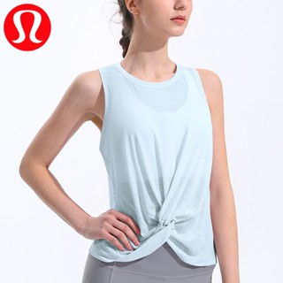 Lululemon ฤดูร้อน ใหม่ แขนกุด เสื้อกีฬา ผู้หญิง เย็นสบาย ผ้าเรยอน ชุดโยคะ กลางแจ้ง วิ่ง ระบายอากาศ แห้งเร็ว เสื้อยืด