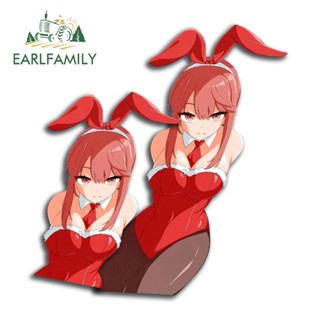 Earlfamily สติกเกอร์กันแดด ป้องกันรอยขีดข่วน ลายอนิเมะ Bunny Makima ขนาด 13 ซม. สําหรับตกแต่งประตูรถยนต์ แล็ปท็อป