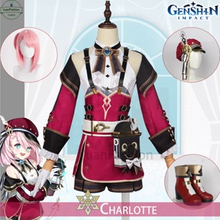 [พร้อมส่ง] Genshin Impact เสื้อผ้าคอสเพลย์ Charlotte Fontaine Reporter Game สําหรับผู้หญิง