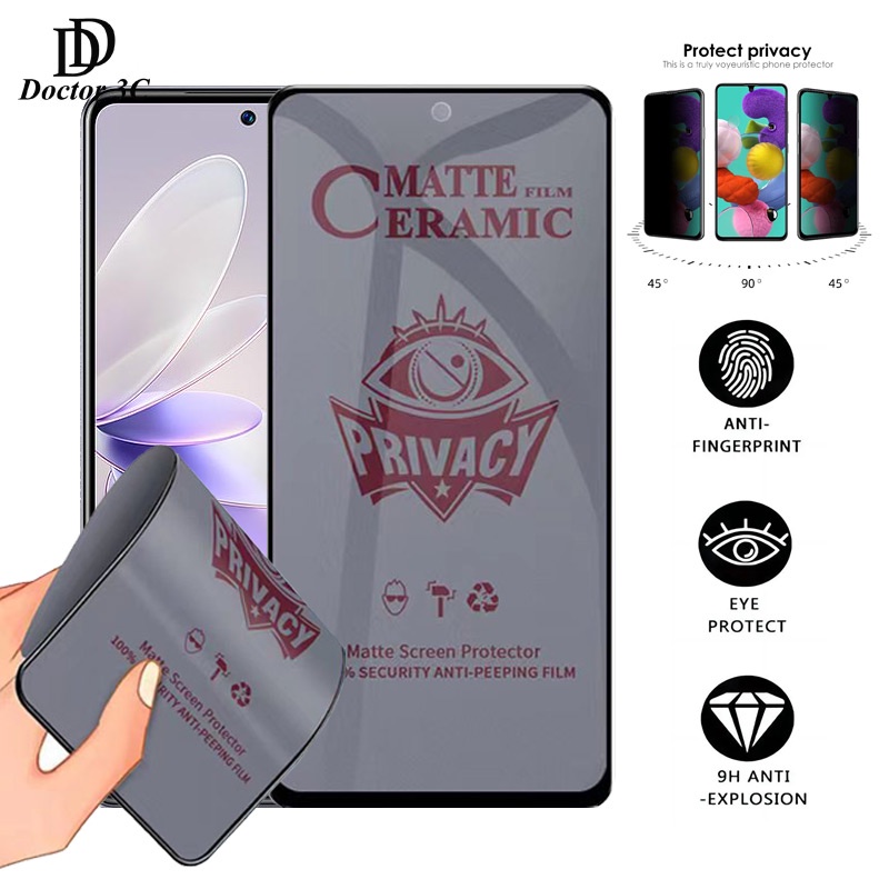 Anti Spy ความเป็นส่วนตัวเซรามิคฟิล์มกระจกนิรภัยสําหรับ VIVO V40 Lite V29E V27E V25E V20 SE T1 X70 X60 X50 V19 Pro V23e V21 V21e 4G 5G 2024
