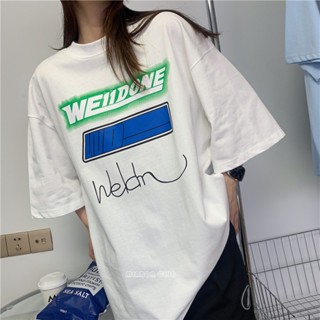 [พร้อมส่ง] We11done เสื้อยืดคอกลม แขนสั้น พิมพ์ลายตัวอักษร ทรงหลวม แฟชั่นฤดูใบไม้ผลิ และฤดูร้อน สําหรับผู้ชาย