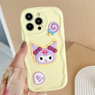 เคสโทรศัพท์มือถือแบบนิ่ม กันกระแทก กันรอยกล้อง ลายการ์ตูน Kuromi Lollipop 3D สําหรับ iPhone 14 13 12 11 Pro Max XR IX