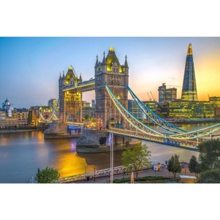 โปสเตอร์สะพานทาวเวอร์ และ The Shard At Sunset London England Uk ขนาดเล็ก สําหรับถ่ายภาพ