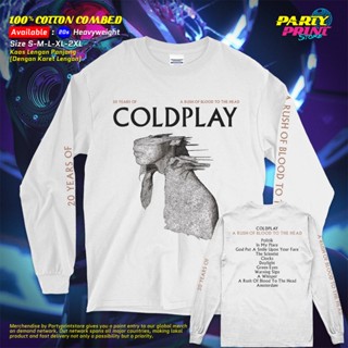 Partyprintstore เสื้อยืดแขนยาว พิมพ์ลายวง Coldplay Cold Play A Rush of Blood to the Head 20th 52 สําหรับผู้ชาย