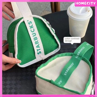 [พร้อม] กระเป๋าถือ Starbucks Mini Triangle Bag Lunch Bag Large Capacity Students Class Casual Messenger Bag Lunch Bag