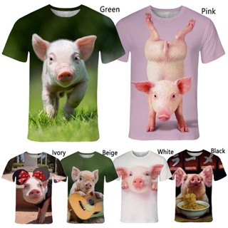 ใหม่ เสื้อยืดลําลอง แขนสั้น พิมพ์ลายสัตว์หมูน่ารัก 3d แฟชั่นฤดูร้อน สําหรับผู้ชาย และผู้หญิง