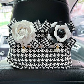 Car Tissue Box Hanging Internet Celebrity Camellia Car Armrest Box Sun Visor Paper Extraction Box Multifunctional Tissue Dispenser WNSA