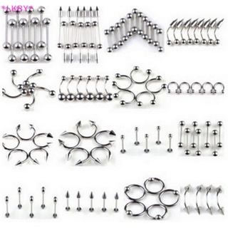 Luckybabys&gt; 60/85 ชิ้น สเตนเลส ร่างกาย เครื่องประดับลิ้นคิ้ว จมูก หน้าท้อง แหวนใหม่