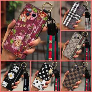 silicone Soft Phone Case For Xiaomi Civi3 Plaid texture Small daisies Soft Case Dirt-resistant protective Wristband Anti-knock