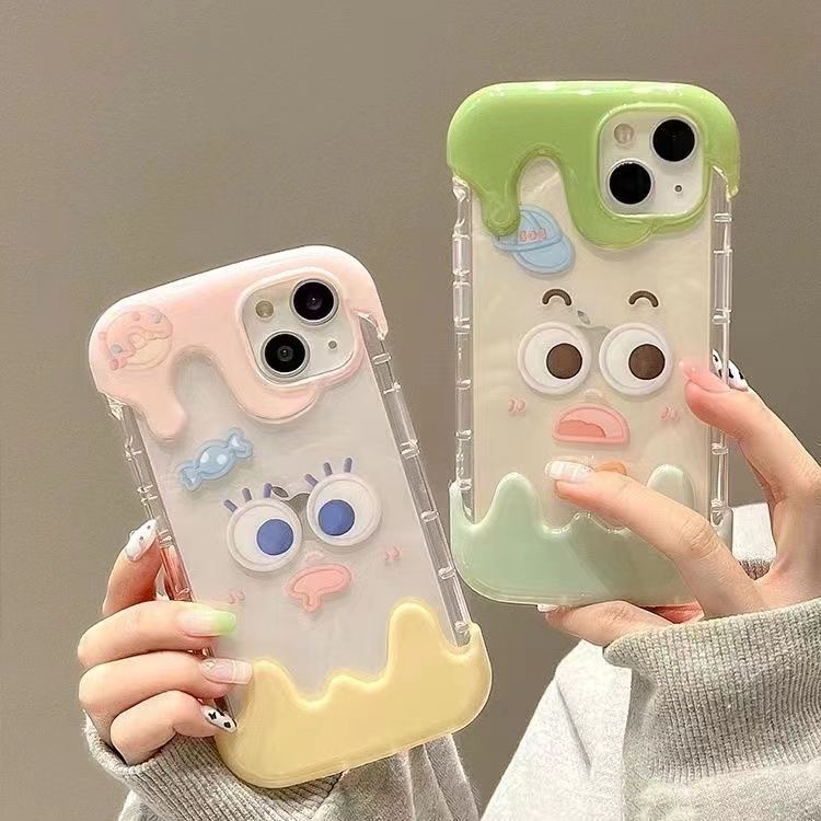เคสโทรศัพท์มือถือ ซิลิโคนนิ่ม TPU ใส กันกระแทก ลายอิโมจิ ไอศกรีมตลกน่ารัก สร้างสรรค์ สําหรับ IPhone 15 11 14 13 12 Pro Max 7 8 Plus XR X XS Max SE2020