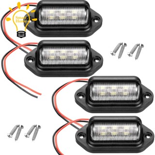 4 ชิ้น 12 โวลต์ 6 SMD LED ภายนอกป้ายทะเบียนรถแท็กไฟป้ายทะเบียนกันน้ําไฟท้ายสําหรับรถบรรทุก RV รถพ่วงเรือ