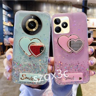 พร้อมส่ง เคสโทรศัพท์มือถือ ซิลิโคน TPU แต่งกลิตเตอร์ ลายดาว หัวใจ แฟชั่น สําหรับ Realme 11 11NFC C53 C51 4G Pro+ 10 Pro 5G