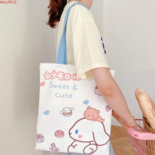 Maurice Cinnamonroll กระเป๋าช้อปปิ้ง ผ้าแคนวาส สองด้าน น้ําหนักเบา เป็นมิตรกับสิ่งแวดล้อม สไตล์เกาหลี สําหรับนักเรียน สํานักงาน