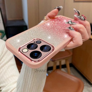 เคส iPhone 13 iPhone 13 Pro iPhone 13 Pro Max ใหม่ ไล่ระดับสี แวววาว เคสโทรศัพท์ TPU เคสนิ่ม มาพร้อมฟิล์มเลนส์