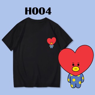 อ่อนนุ่ม 6 Stok SEDIA H004 เสื้อยืดแขนสั้น ผ้าฝ้าย 100% พิมพ์ลายศิลปินเกาหลี BT 21 TATA TAEHYUNG BANGTAN สําหรับผู้ชาย แ