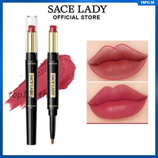 Sace Lady ลิปสติกเนื้อแมท Waterproof 16h Long Wear Liquid 5 Color Double-ended Lipstick Pen Lip Glaze Moisturizing Long Gift Lipmatte Lip Care Lip Makeup Female (top11.th.)