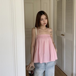 พร้อมส่ง 🍞 Pink Iris dress เสื้อสายเดี่ยวสีชมพูหวานมาก (IN38585)