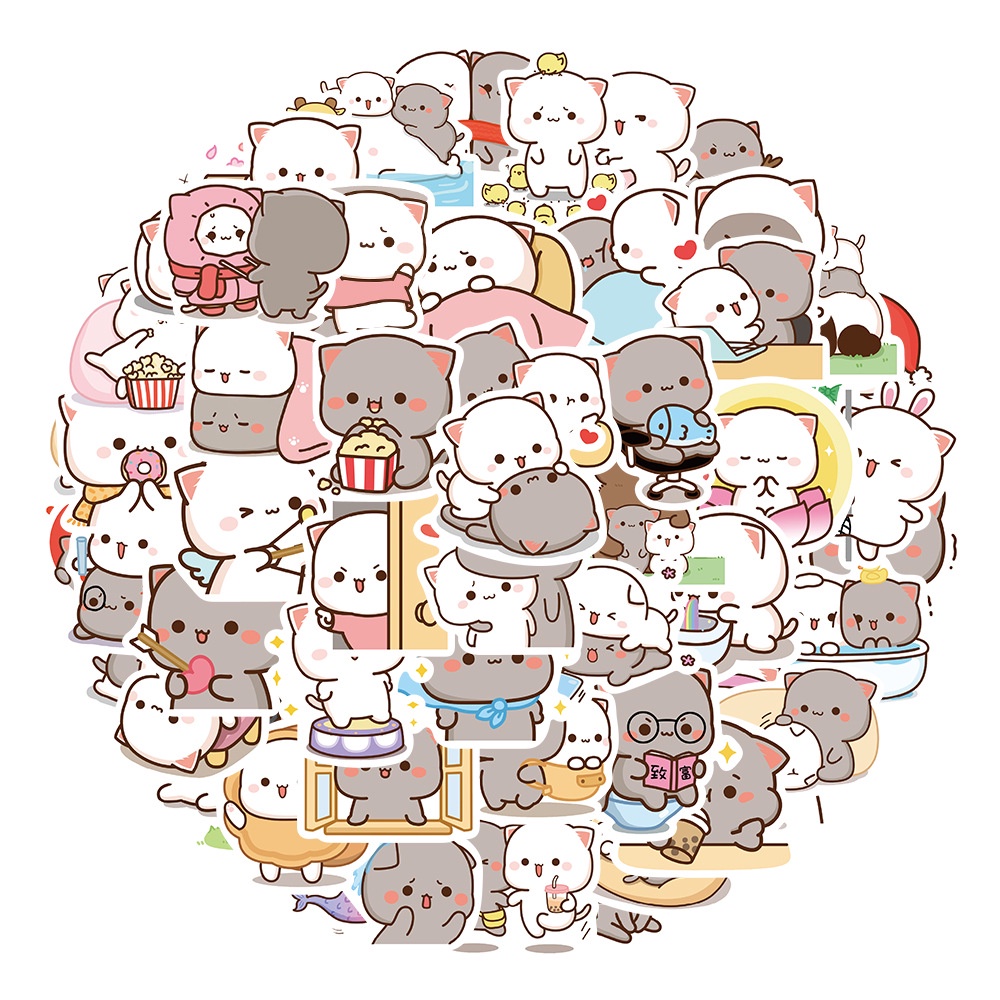 สติกเกอร์ ลายการ์ตูนแมว พีช น่ารัก สร้างสรรค์ สําหรับติดตกแต่งกระเป๋าเดินทาง โทรศัพท์มือถือ แล็ปท็อป โน้ตบุ๊ก ของขวัญเด็ก 60 ชิ้น