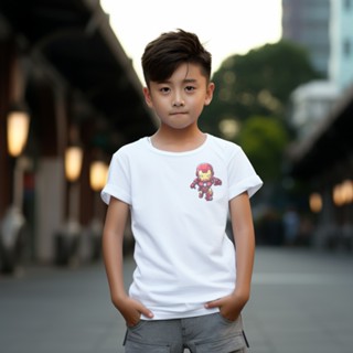 เสื้อยืด ลายการ์ตูน Iron Man ระบายอากาศ แบบแห้งเร็ว แฟชั่นฤดูร้อน สําหรับเด็กผู้ชาย อายุ 3-14 ปี มีสีดํา สีขาว