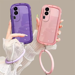 เคสโทรศัพท์มือถือแบบนิ่ม TPU ใส กันกระแทก พร้อมสายคล้องข้อมือ หลากสี สําหรับ OPPO Reno10 Pro+ Pro Plus A78 NFC 4G 5G