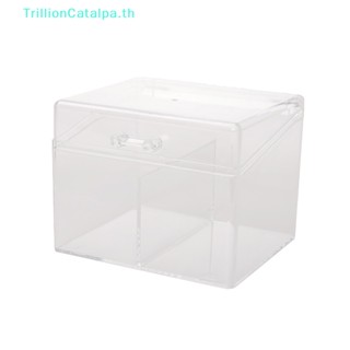 Trillioncatalpa กล่องเก็บโฟโต้การ์ด เครื่องเขียน ทรงสี่เหลี่ยม แบบใส 2 ช่อง 6 ช่อง