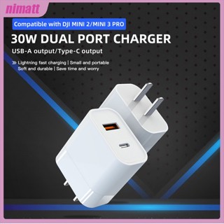 Ni อะแดปเตอร์หัวชาร์จ แกลเลียมไนไตรด์ 30w Qc3.0 Usb Pd พอร์ตคู่ ชาร์จเร็ว สําหรับ Dji Mini 2 3pro UAV