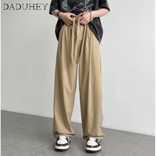 DaDuHey🔥 Hong Kong Style Ins Fashion All-Match Draping Ice Silk Casual Pants Mens 2023 Summer Thin Quick-Drying Loose Wide-Leg Pants