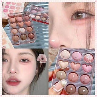 Herorange Calculate Love Eye Shadow Palette 12-color Matte Pearlescent Glitter Powder Earth Color Eyeshadow Waterproof Long Lasting Eye Makeup JOYFEEL