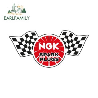 Earlfamily สติกเกอร์โลโก้ NGK 13 ซม. x 6.1 ซม. กันน้ํา สําหรับติดตกแต่งรถยนต์ ตู้เย็น รถจักรยานยนต์ รถยนต์