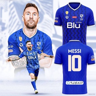 เสื้อยืดแขนสั้น ลายทีมชาติฟุตบอล Lionel Messi Jersey HQ7 2022-2023 Al Hilal Saudi ชุดเหย้า สําหรับผู้ชาย และผู้หญิง QH7