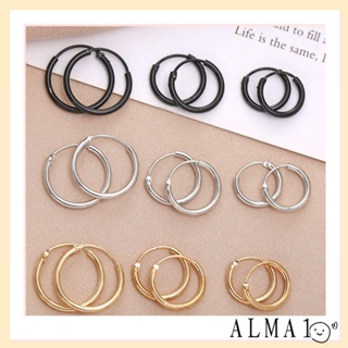 Alma ต่างหูห่วงเจาะกระดูกอ่อน สีทอง สีเงิน เครื่องประดับฮิปฮอป