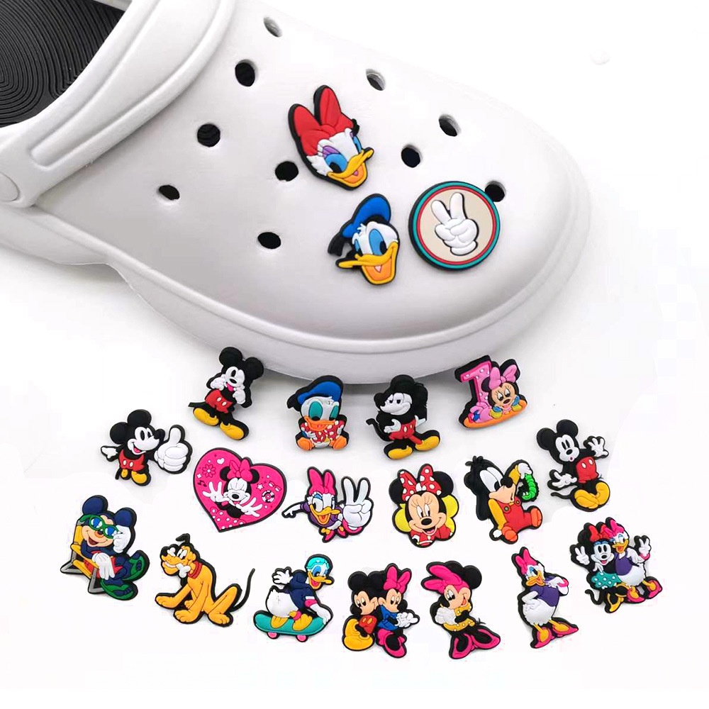 มิกกี้ตลก Jibbitz ชุดตัวติดรองเท้าเซต ตัวติดรองเท้ามีรู จิ๊บบิท Charms ตกแต่งน่ารัก