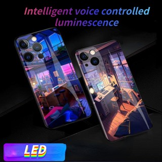 Mg เคสโทรศัพท์มือถือแบบแก้ว LED เรืองแสงตอนกลางคืน สําหรับ Samsung S23ultra S23Plus S21ULTRA S21Plus S22Plus S22ULTRA S20plus A14 A72 A71 A52 A51 NOTE10Plus NOTE20ultra A53